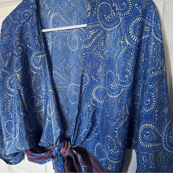 Mexicali Blues Paisley Satin Wrap Top - Picture 2 of 5